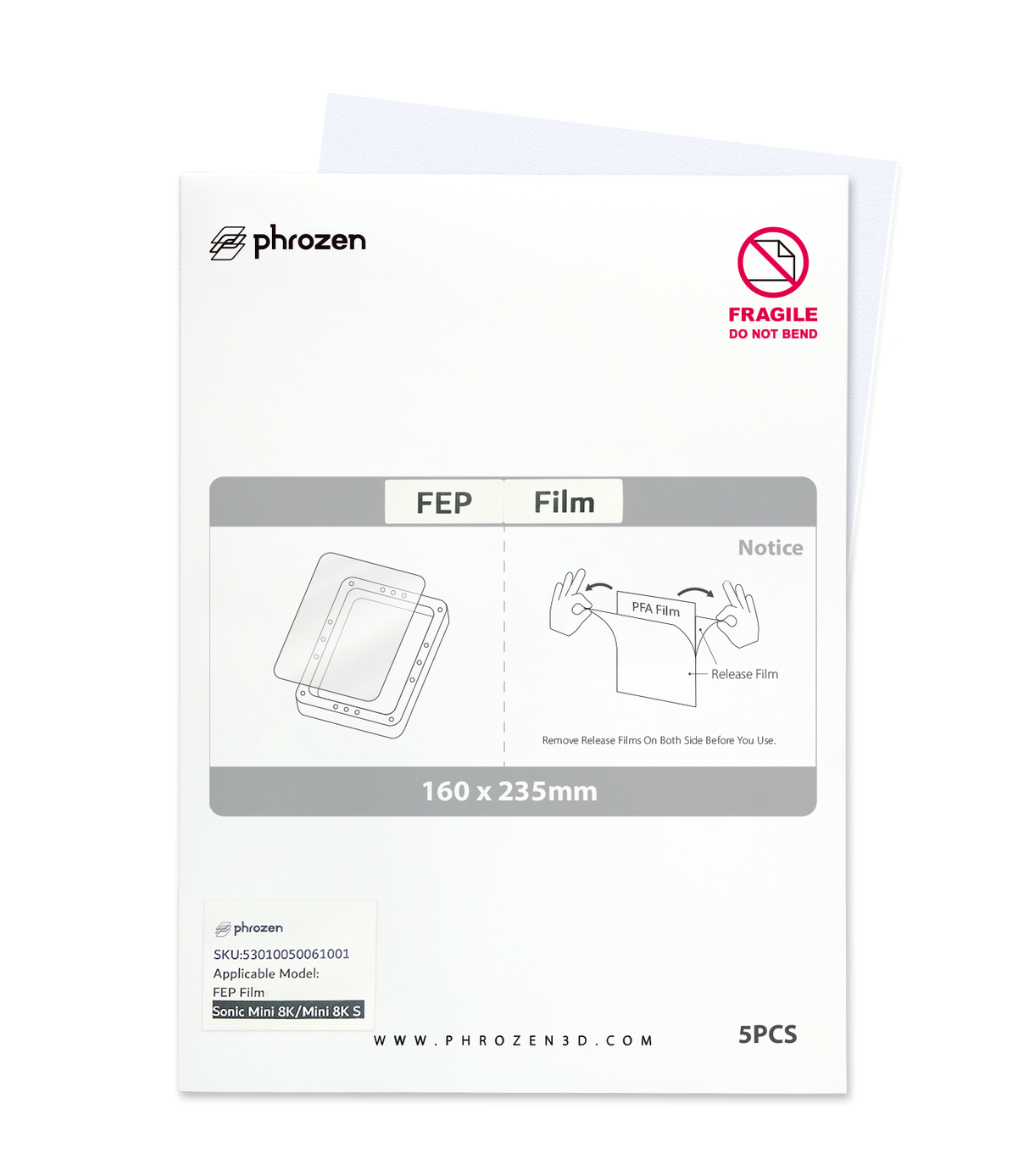 Phrozen FEP 離型膜(7.1"Size-5入信封裝)