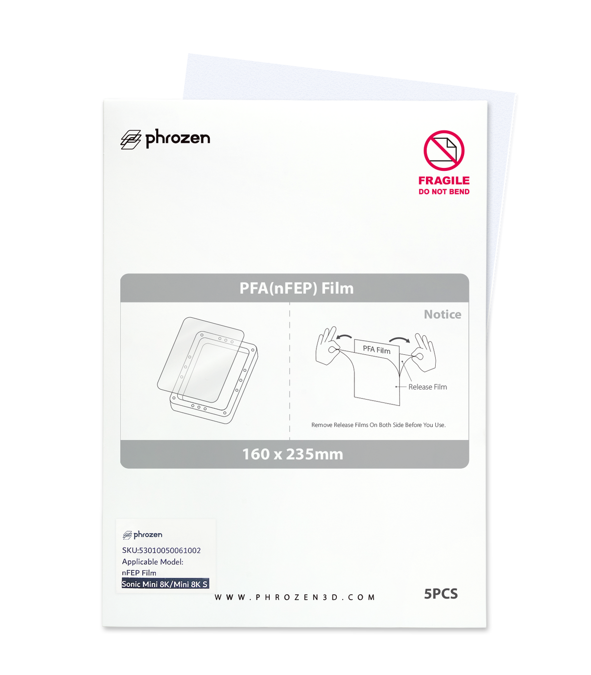 Phrozen PFA (nFEP) 離型膜(7.1"Size-5入信封裝)
